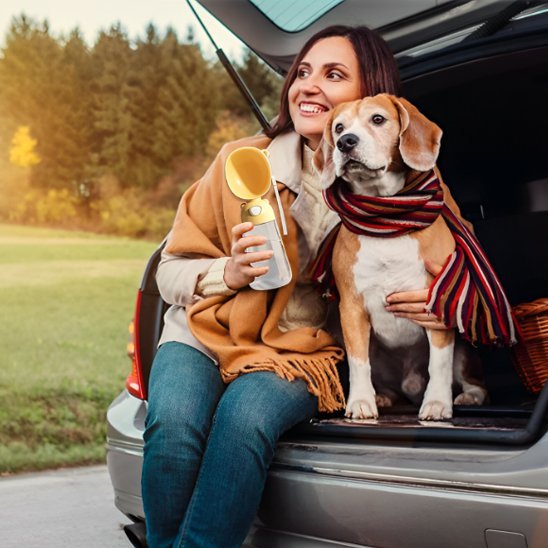 Gourde pour chien 2-en-1 | Portable Ătanche | 400ml - Chiendoux