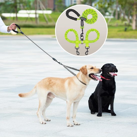 Laisse double pour chien | Sécurité et Confort | 1.5 + 0.5M - Chiendoux