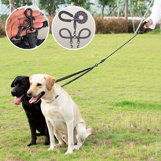 Laisse double pour chien | Sécurité et Confort | 1.5 + 0.5M - Chiendoux